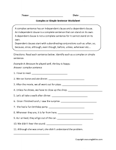 Complex-or-Simple-Sentence-Worksheet